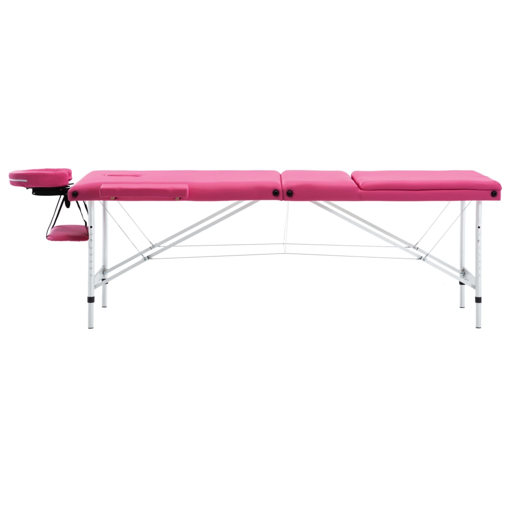 vidaXL Massageliege Klappbar 3-Zonen mit Aluminiumgestell Rosa