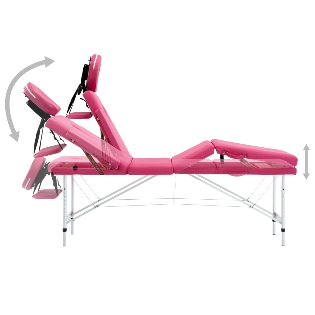 vidaXL Massageliege Klappbar 4-Zonen mit Aluminiumgestell Rosa