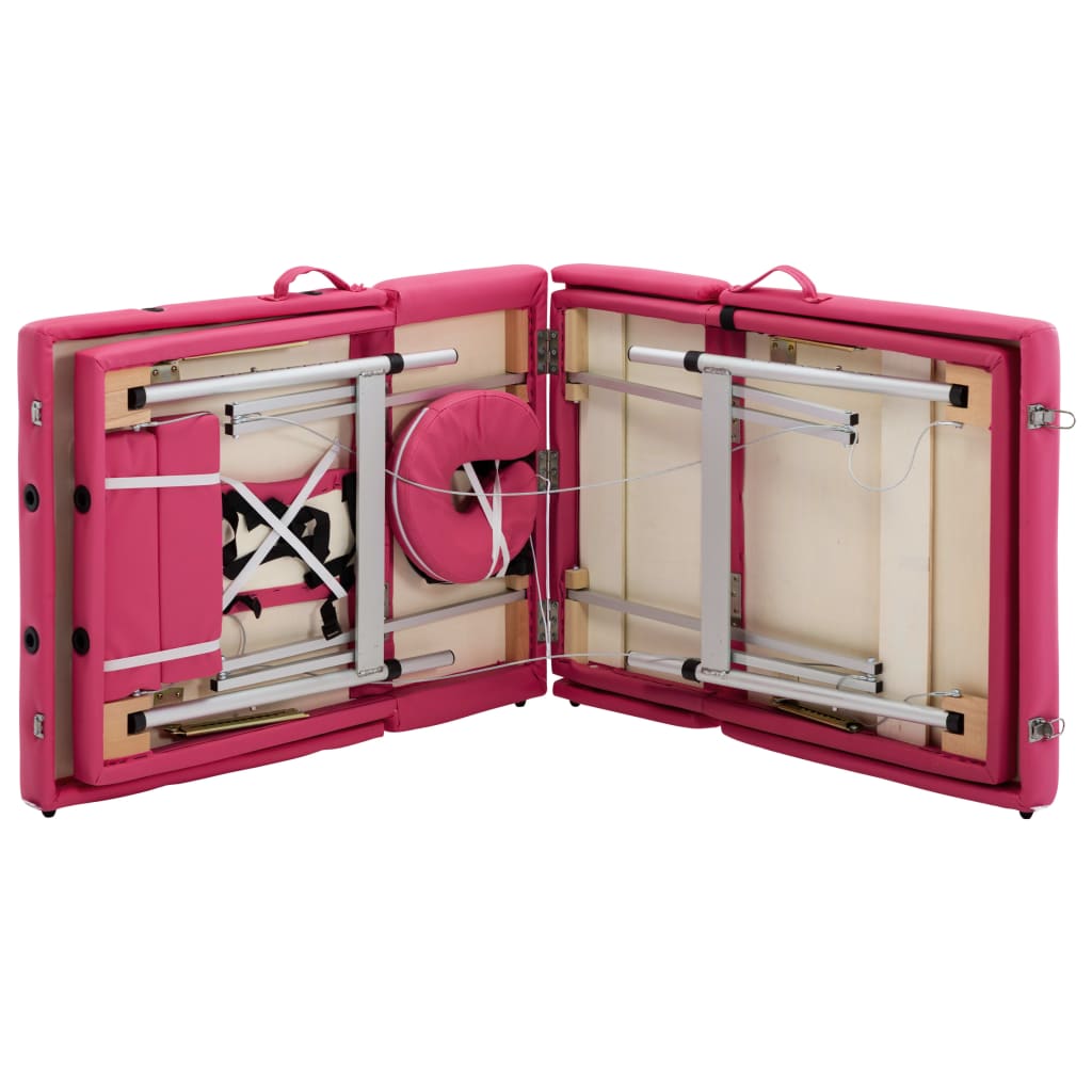 vidaXL Massageliege Klappbar 4-Zonen mit Aluminiumgestell Rosa
