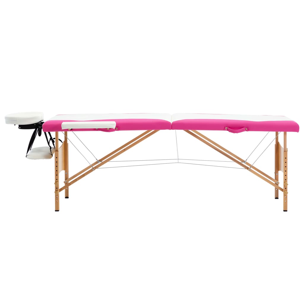 vidaXL Massageliege Klappbar 2-Zonen mit Holzgestell Rosa