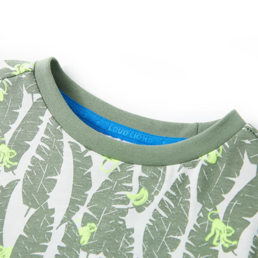 Kinder-T-Shirt Ecru und Dunkles Efeugrün 92