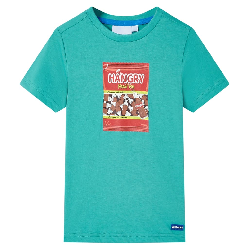 Kinder-Kurzarmshirt Dunkles Minzgrün 92
