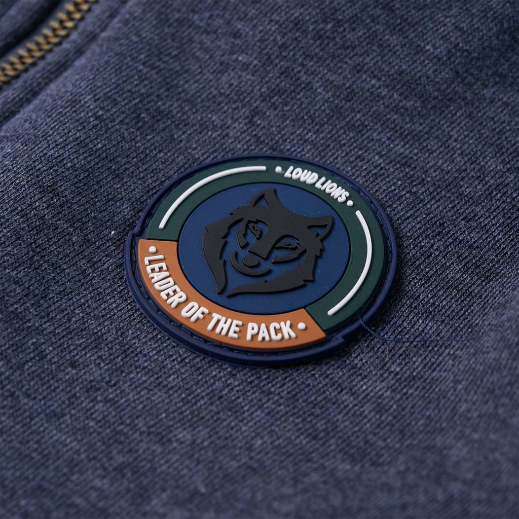 Kinder-Kapuzenpullover mit Reißverschluss Dunkelblau Melange 92