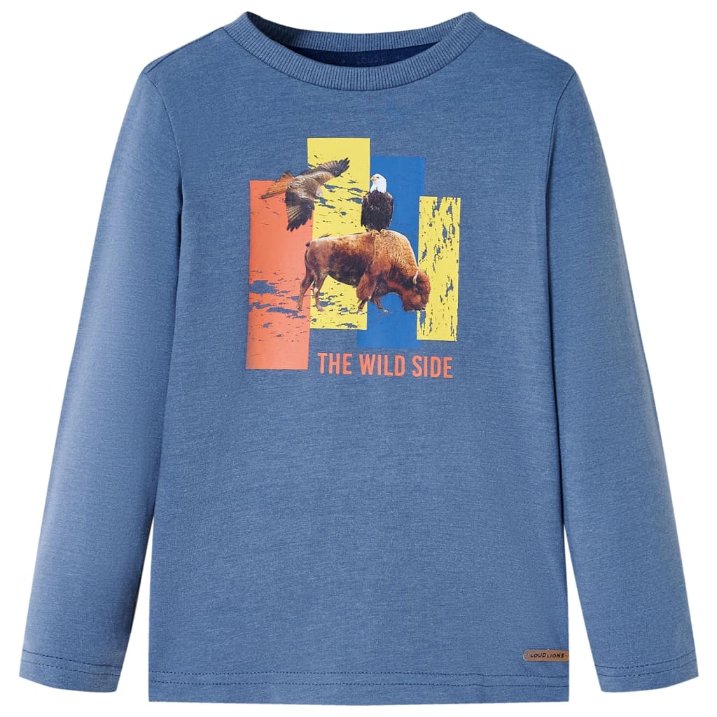 Kinder-Langarmshirt Blau Melange 92