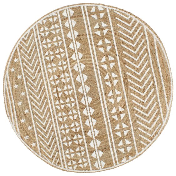 vidaXL Teppich Handgefertigt Jute mit Punktmuster 90 cm