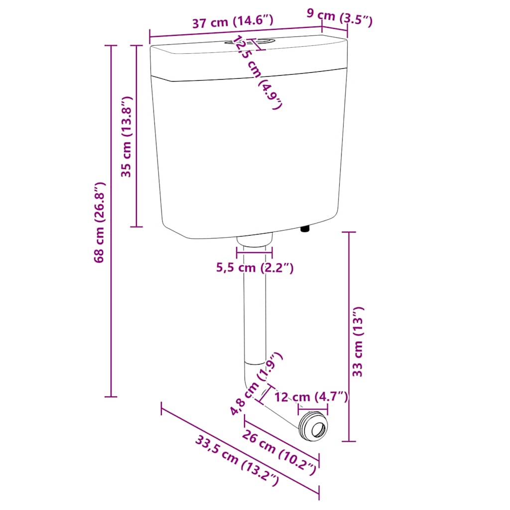 vidaXL Spülkasten Wasserzulauf Unten 3/6 L Weiß
