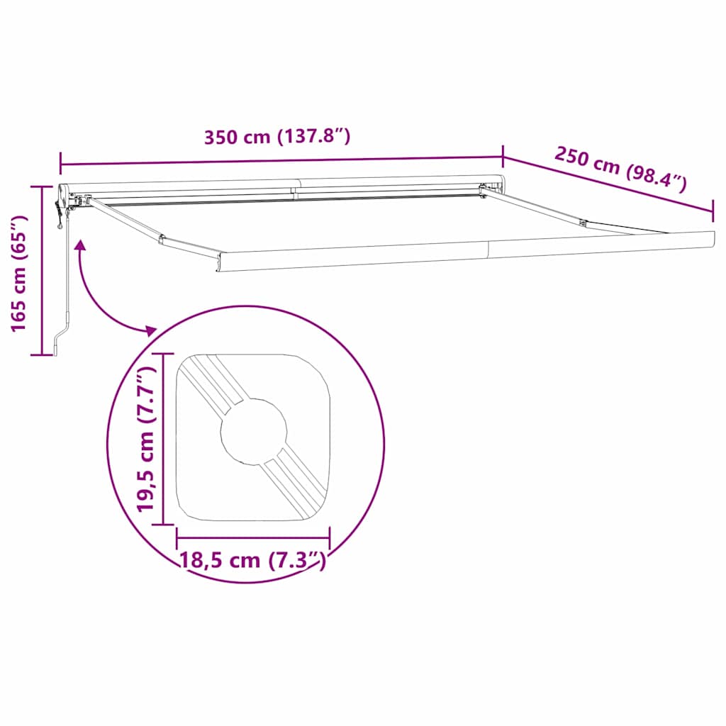 vidaXL Markisenrahmen Weiß 350 x 250 cm Aluminium