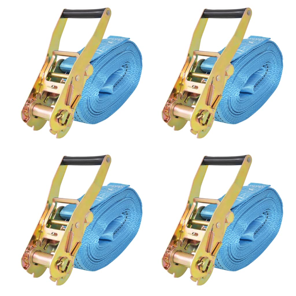 vidaXL Ratschen-Spanngurte 4 Stk. 0,8 Tonnen 6m×25mm Blau