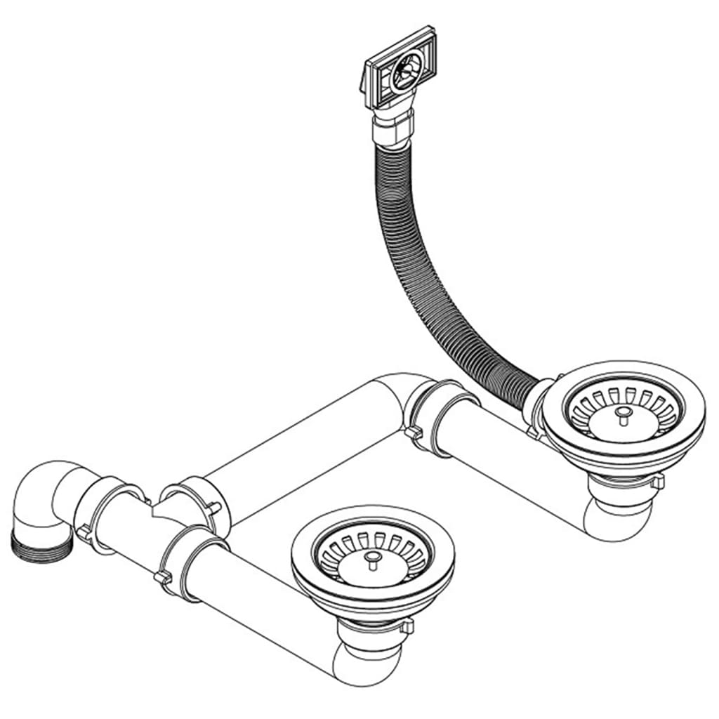 vidaXL Granitspüle Doppelbecken Schwarz