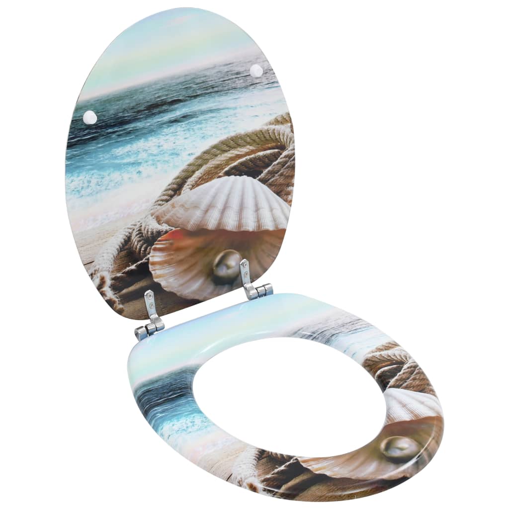 vidaXL Toilettensitz MDF Deckel mit Absenkautomatik Design Weiß