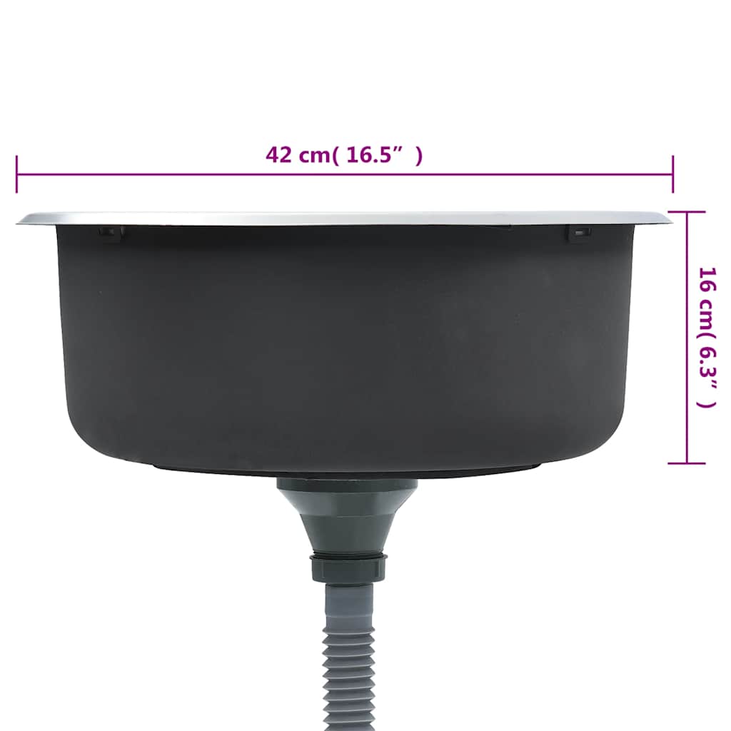 vidaXL Einbauspüle mit Sieb und Siphon Edelstahl