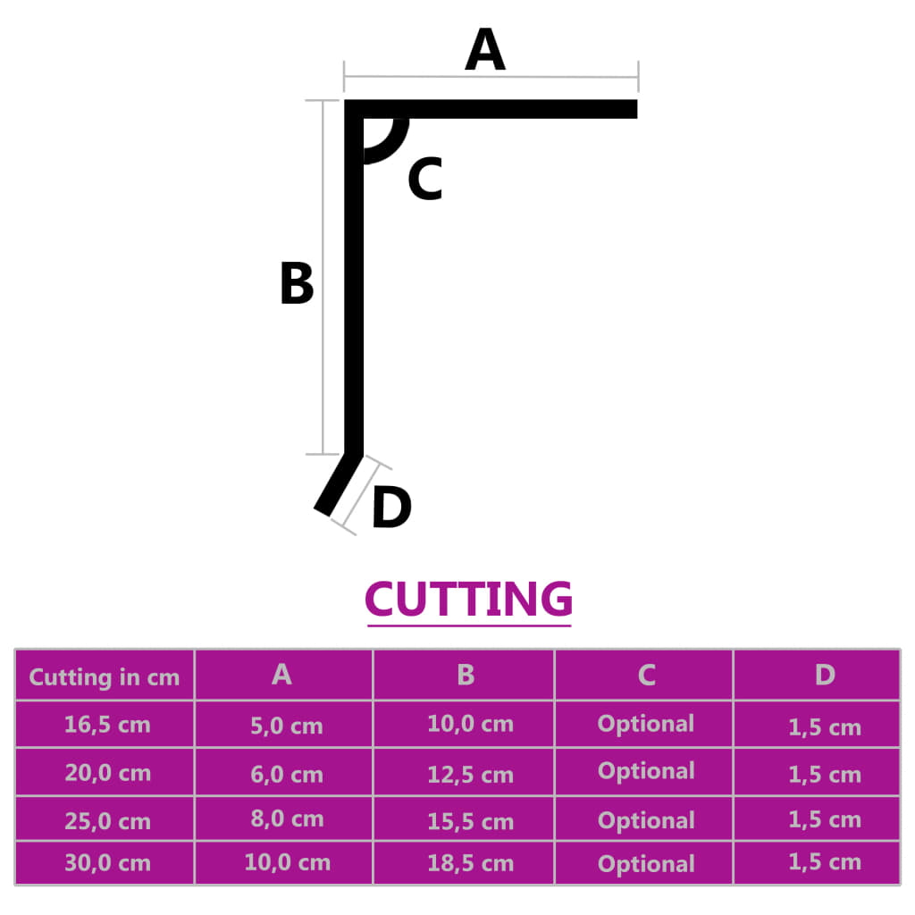 vidaXL Dachrandblech L-Form 5 Stk. Aluminium Anthrazit 170 cm