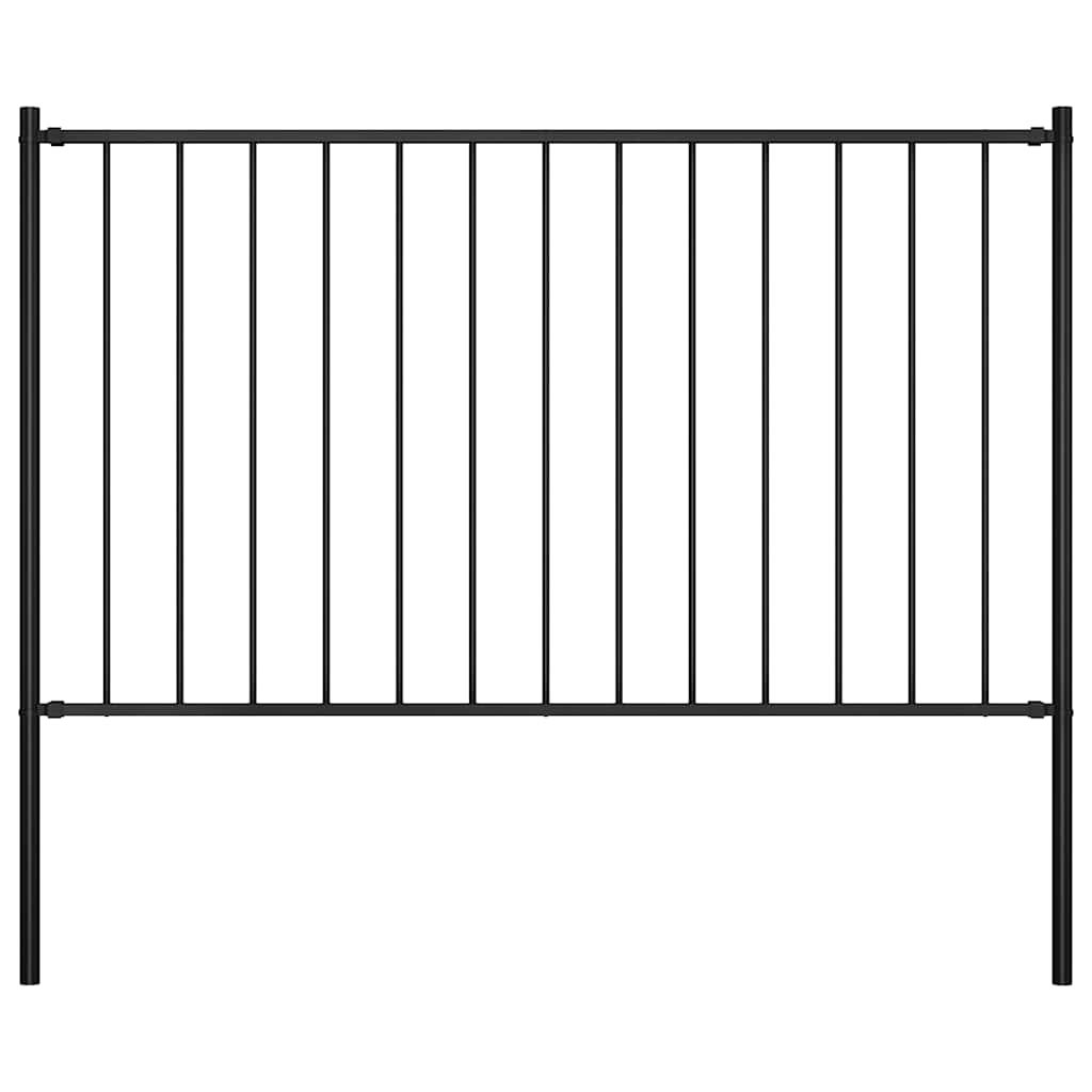 vidaXL Zaunelement mit Pfosten Pulverbeschichteter Stahl 1,81x0,75 m Schwarz