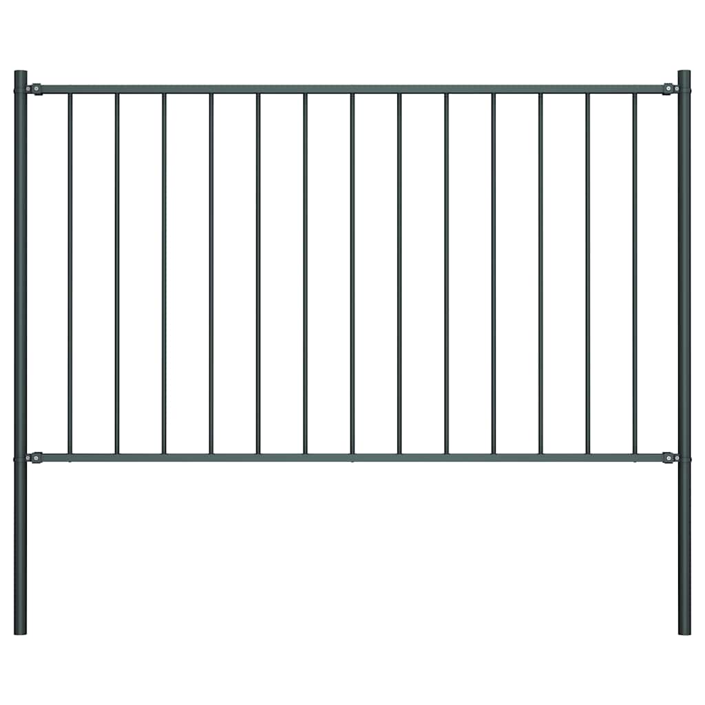 vidaXL Zaunelement mit Pfosten Pulverbeschichteter Stahl 1,81x0,75 m Schwarz