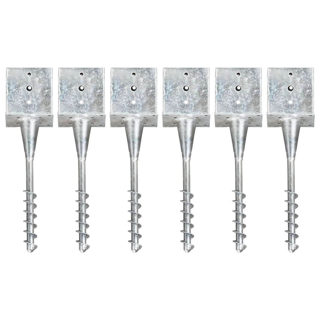 vidaXL Erdspieße 2 Stk. Silbern 7×7×56 cm Verzinkter Stahl