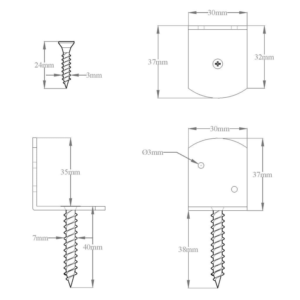 vidaXL Flechtzaunhalter 4 Stk. L-Form Verzinktes Metall