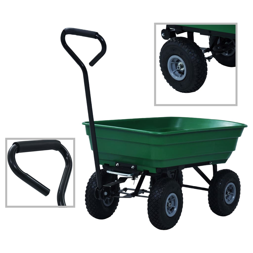 vidaXL Garten-Kippwagen 300 kg 75 L Grün