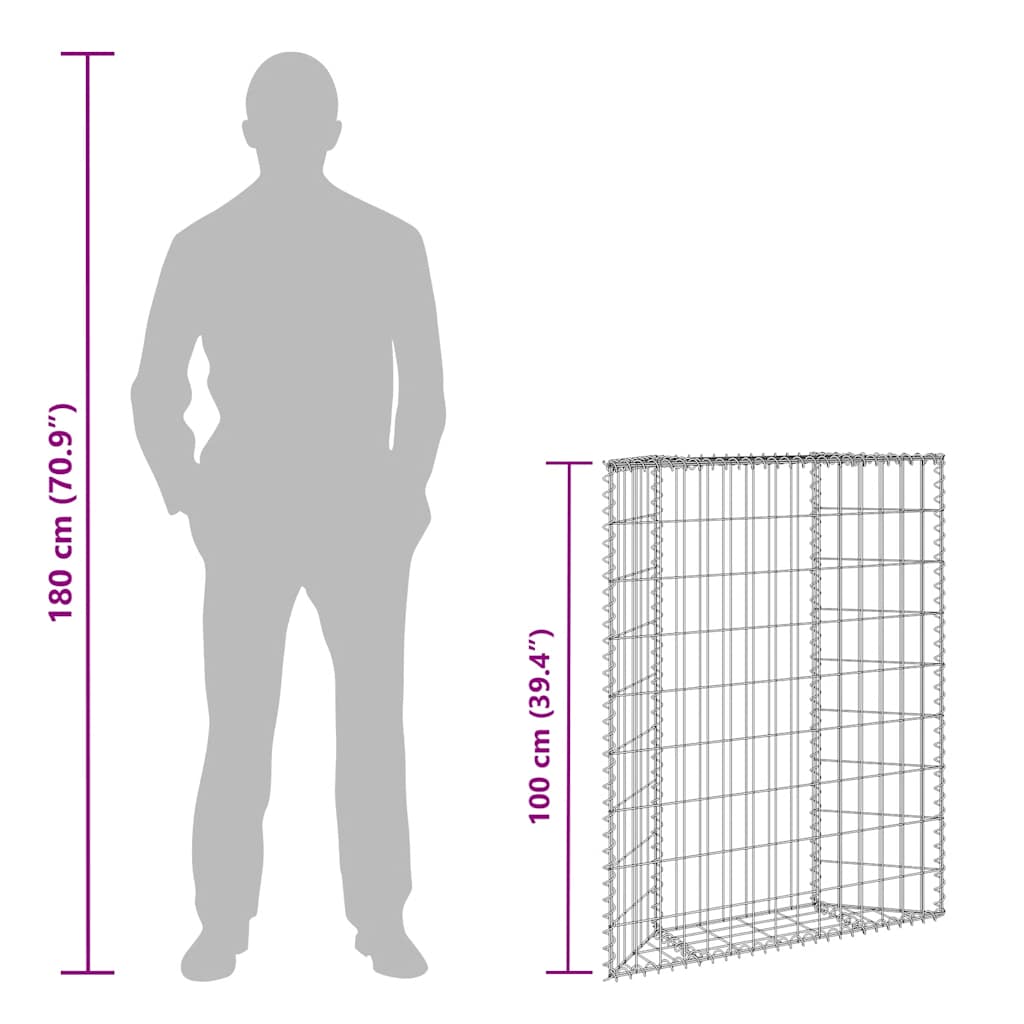 vidaXL Gabionen-Hochbeet Trapezform Verzinkter Stahl 80x20x100 cm