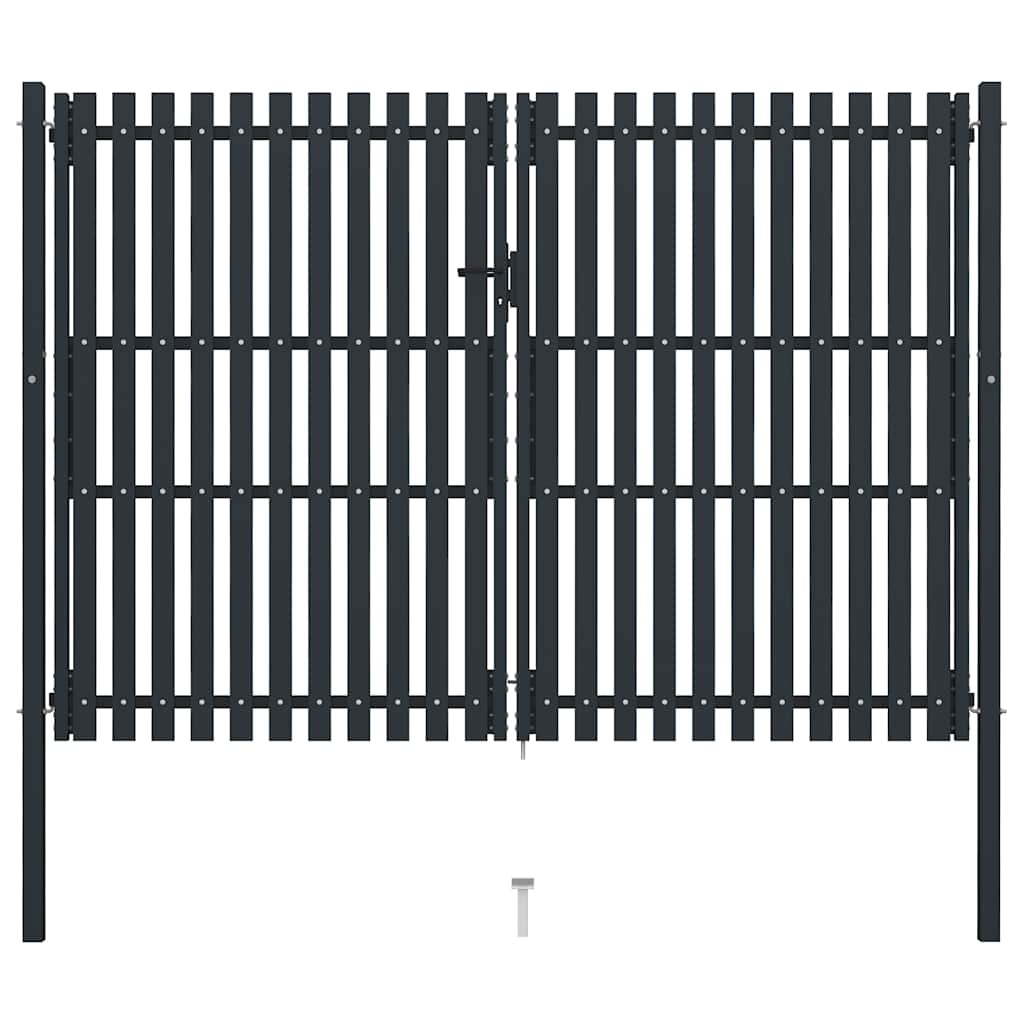 vidaXL Doppeltür-Zauntor aus Stahl 300 x 75 cm Anthrazit