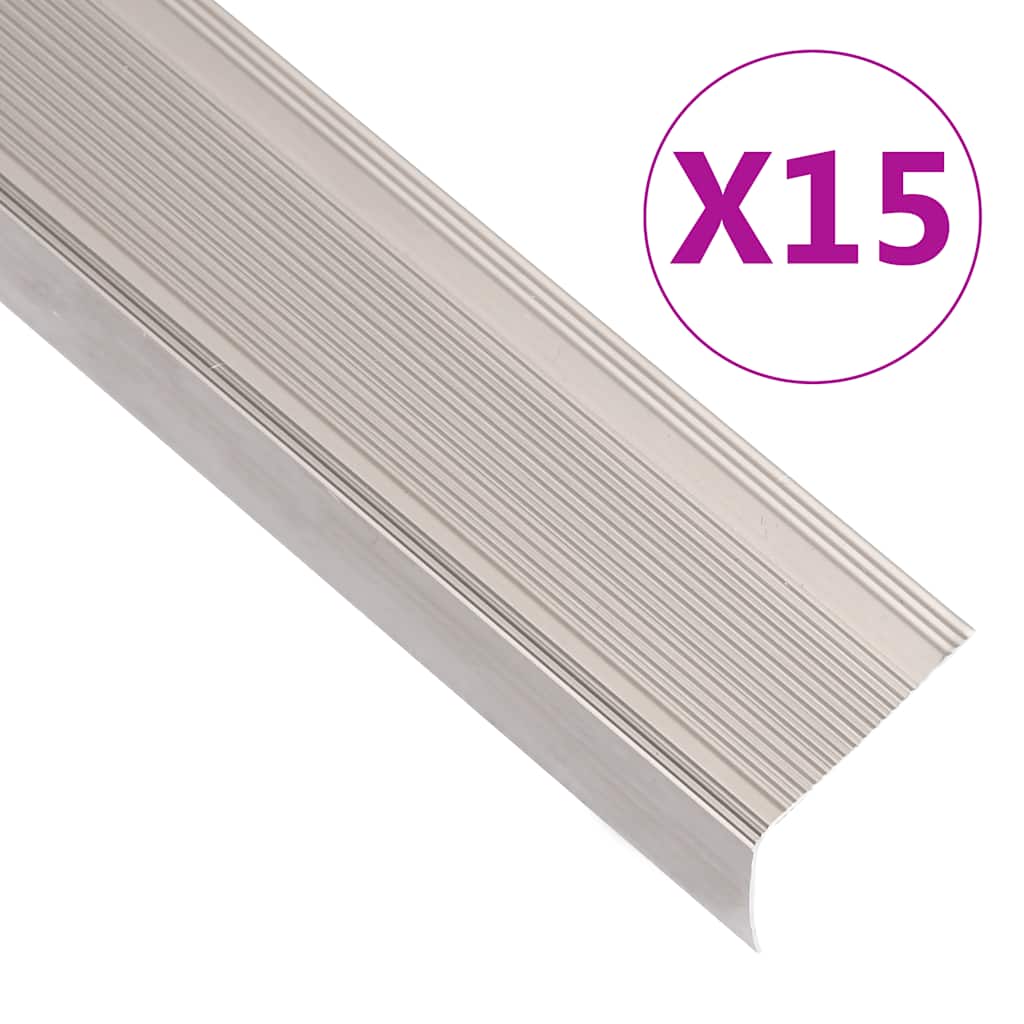 vidaXL Treppenkantenprofile in L-Form 15 Stk. Aluminium 90 cm Silbern