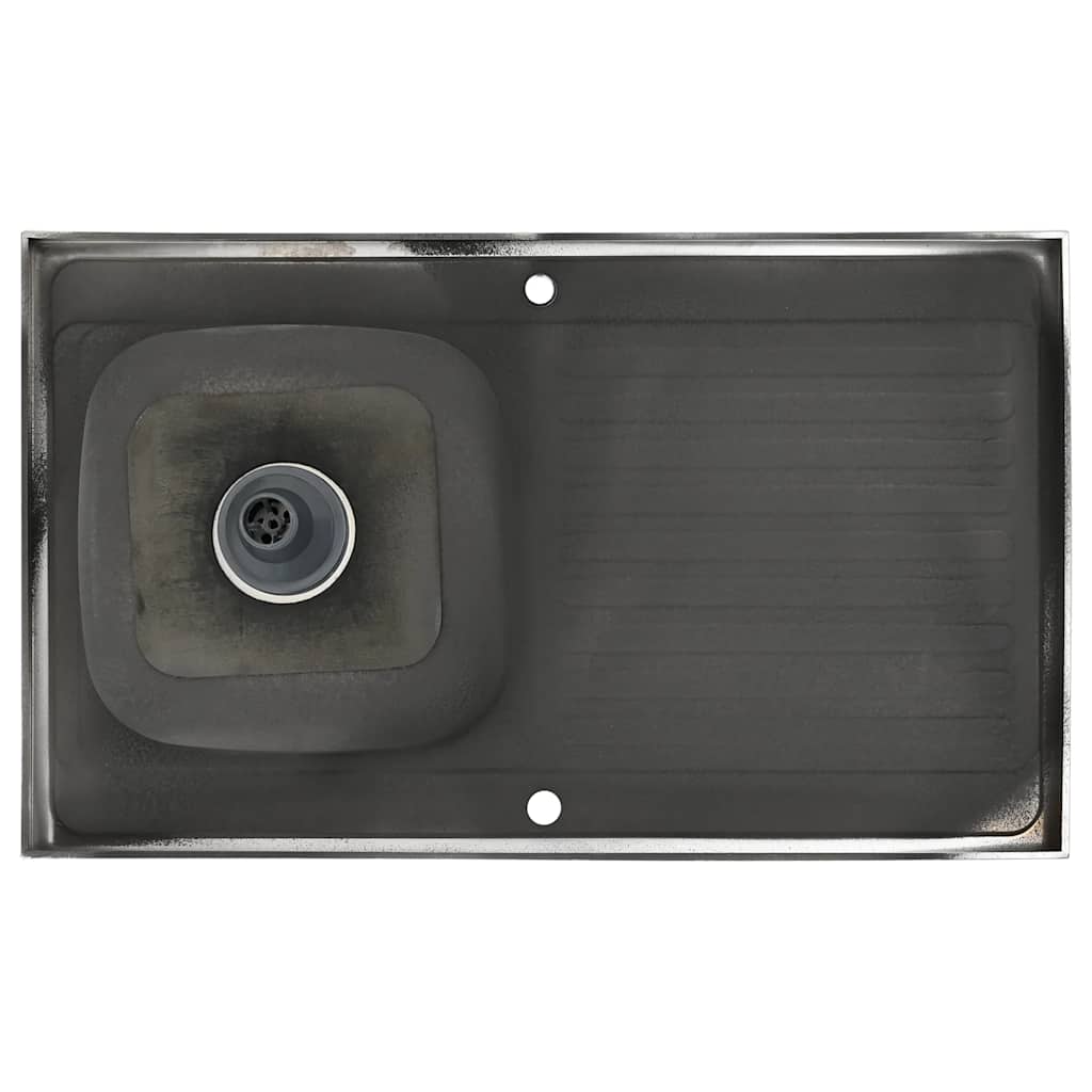 vidaXL Spüle mit Abtropffläche Set Silbern 1000x600x155 mm Edelstahl