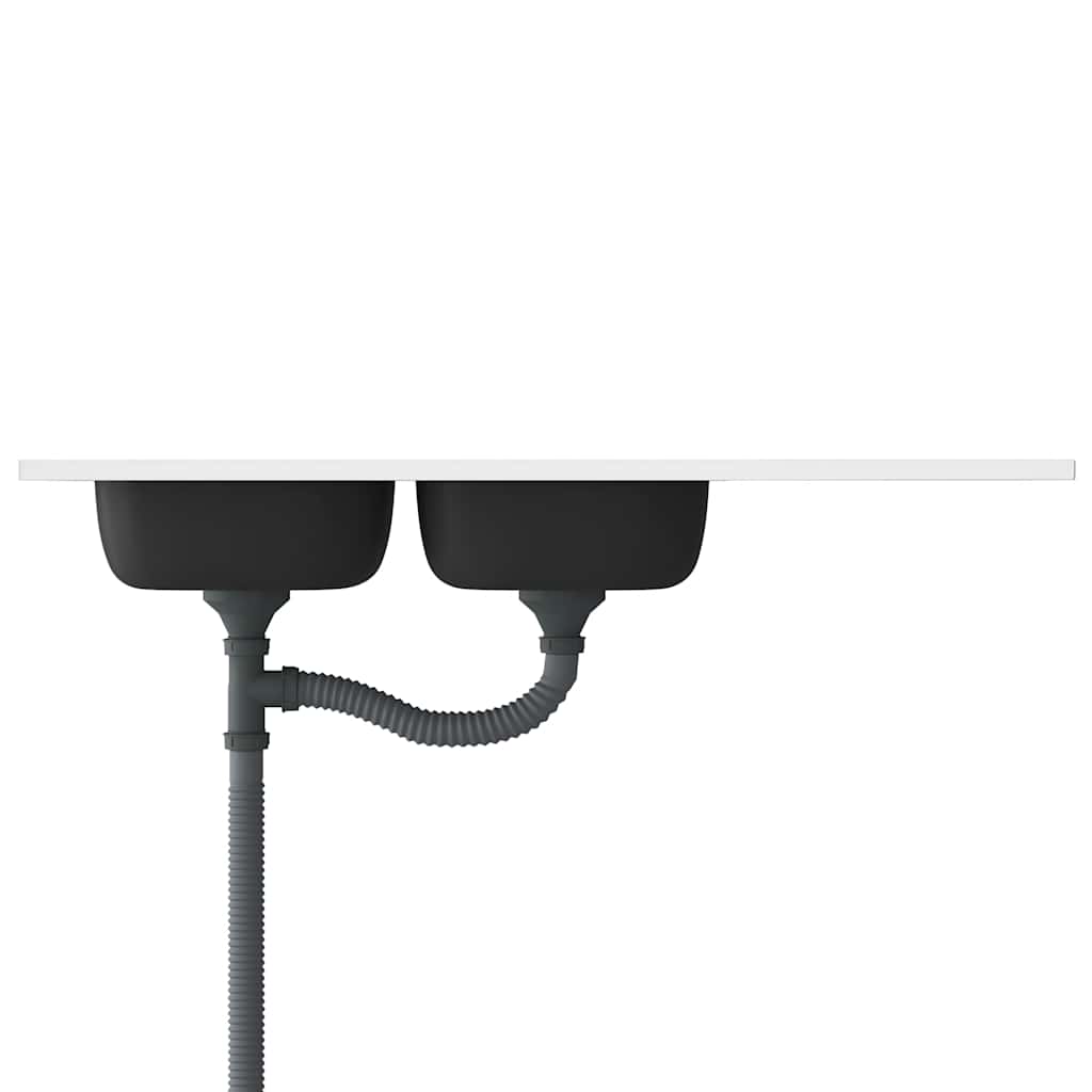 vidaXL Doppelspüle Silbern 1200x500x155 mm Edelstahl