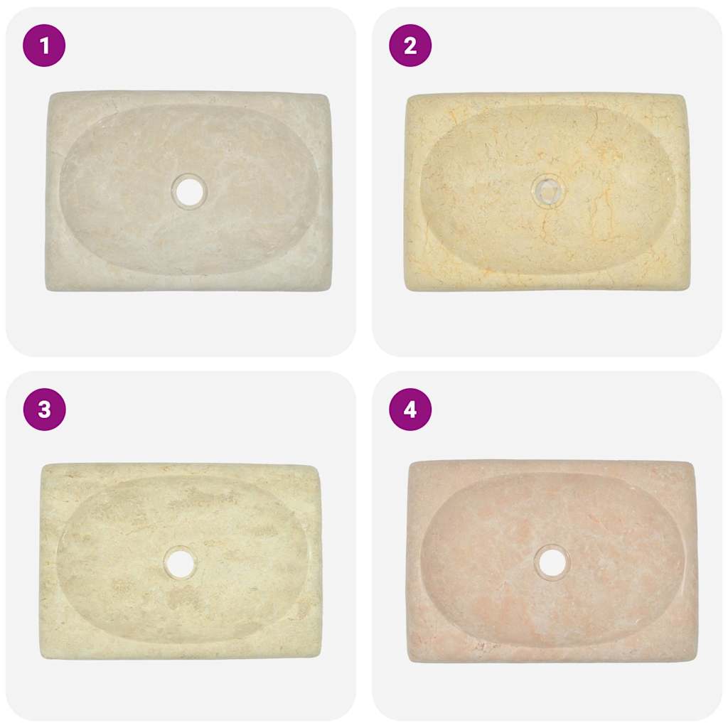 vidaXL Waschbecken Creme 50x35x10 cm Marmor