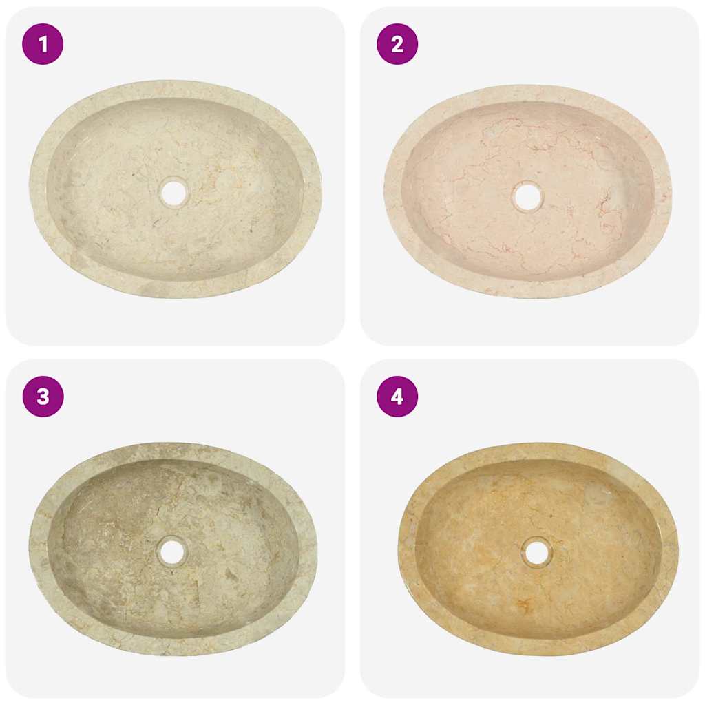 vidaXL Waschbecken Creme 53x40x15 cm Marmor