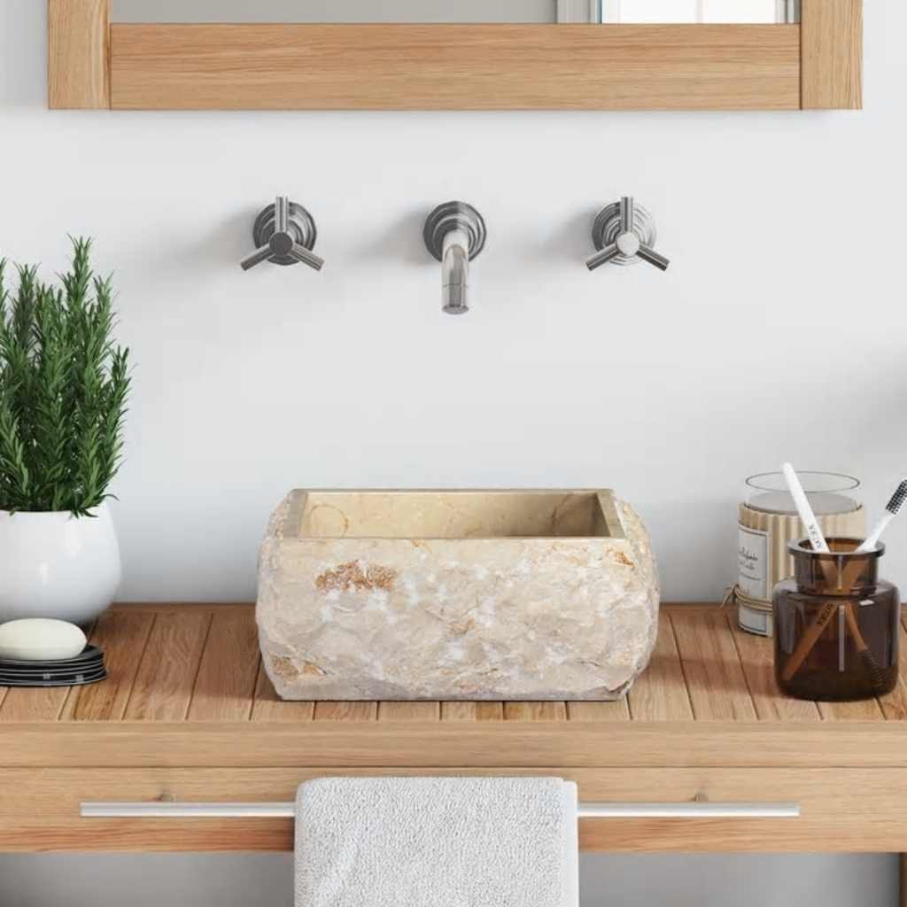 vidaXL Waschbecken Creme 30x30x13 cm Marmor