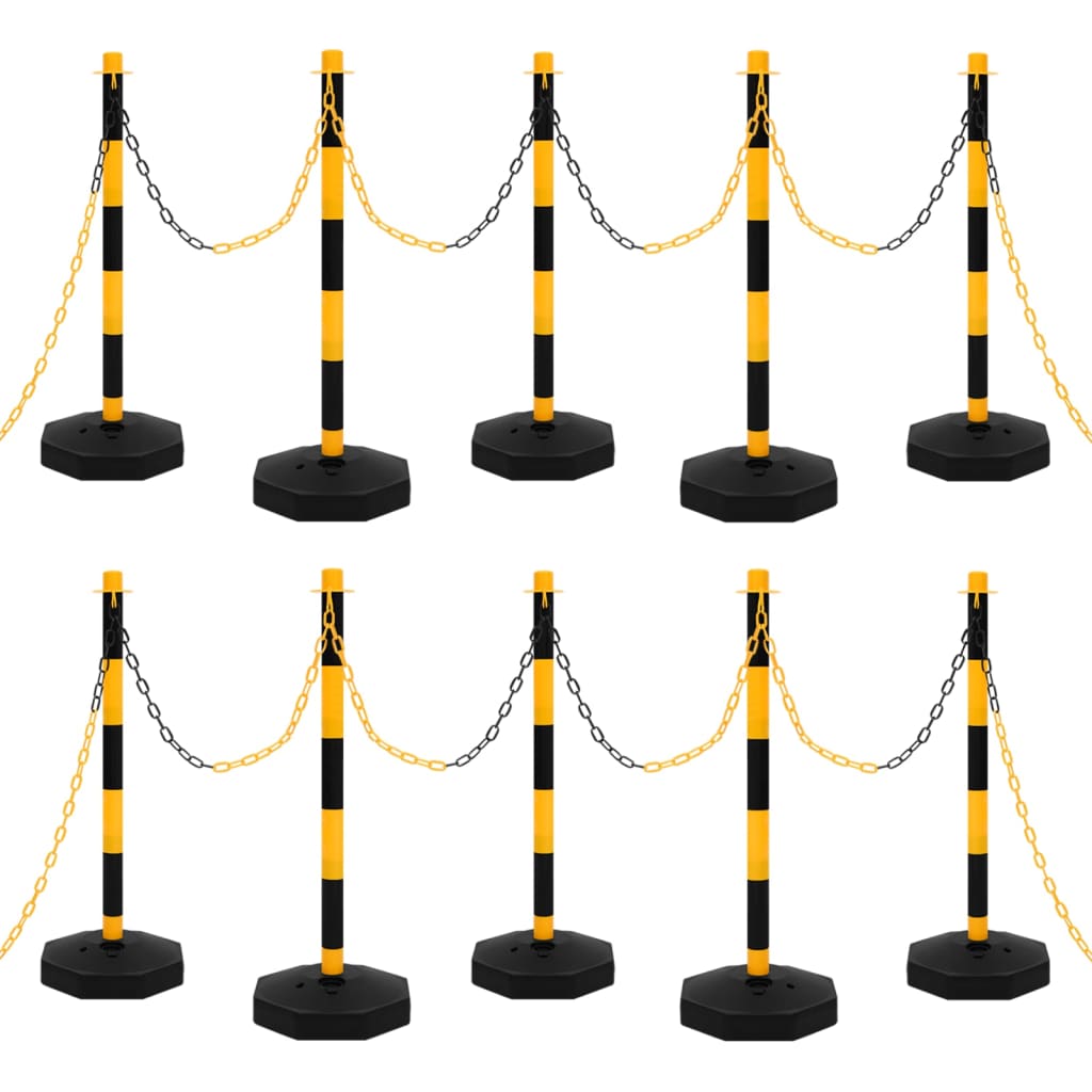 vidaXL Pfosten-Set mit Absperrkette 10 m Kunststoff