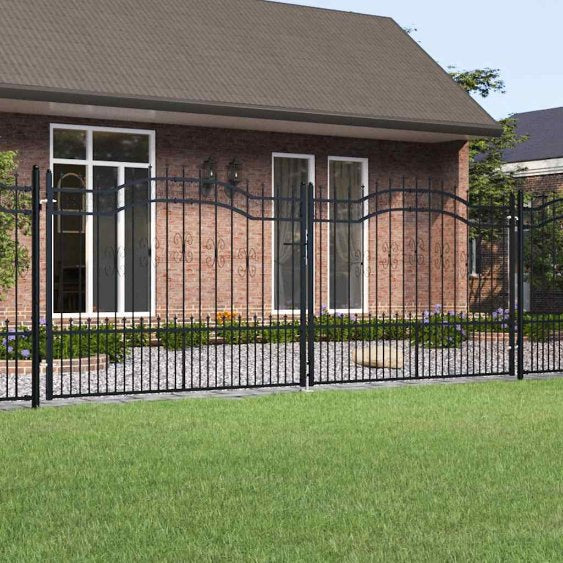 vidaXL Zauntor mit Speerspitze Schwarz 103x75 cm Pulverbeschichteter Stahl