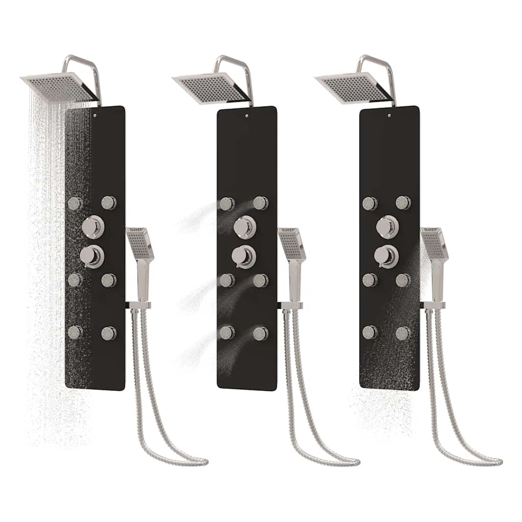 vidaXL Duschpaneel Glas 25x47,5x130 cm Schwarz