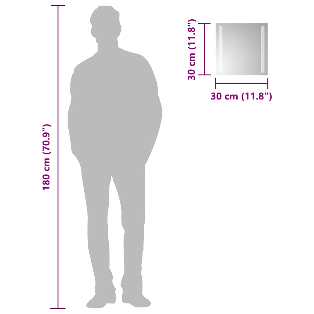 vidaXL LED-Badspiegel 30x30 cm