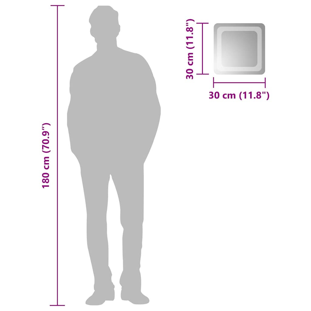 vidaXL LED-Badspiegel 30x30 cm