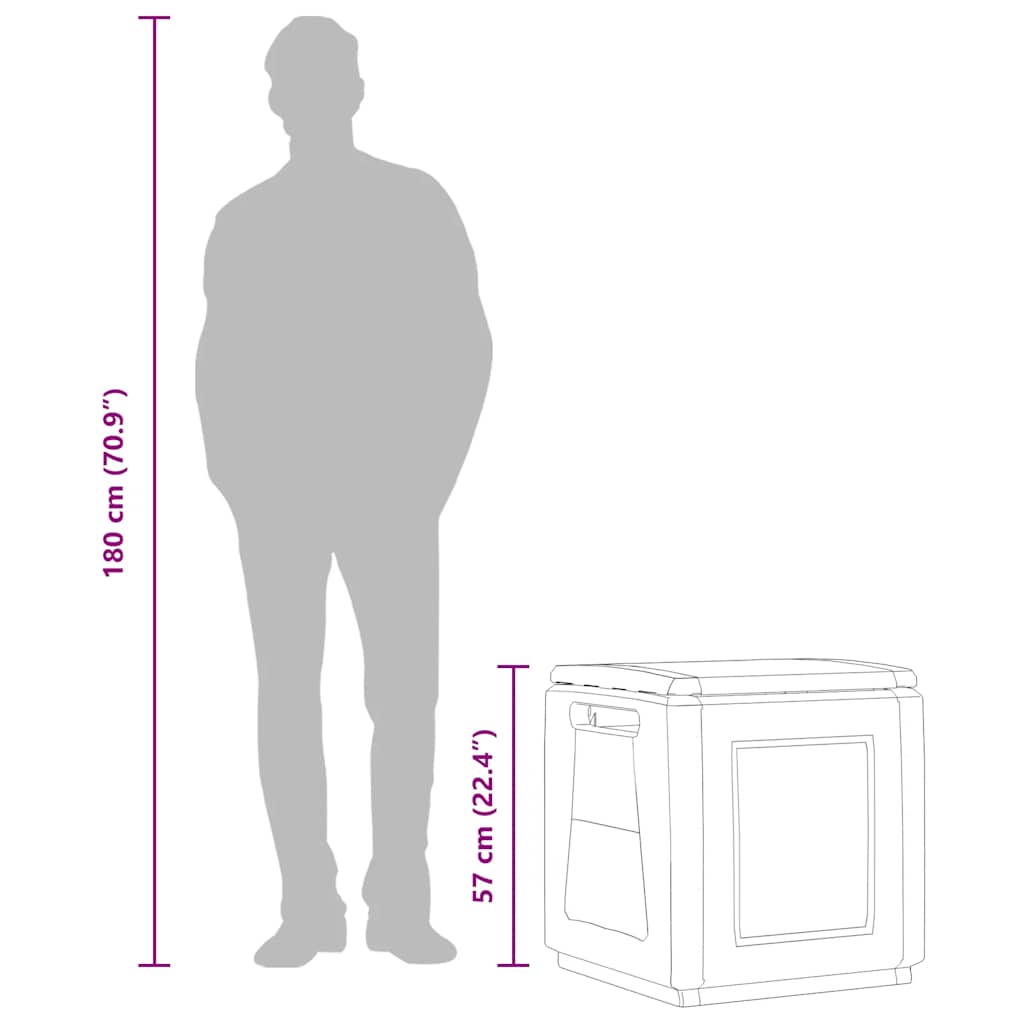 vidaXL Garten-Aufbewahrungsbox 54x53x57 cm 130 L Dunkelgrau Schwarz