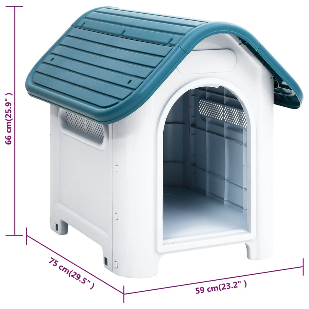 vidaXL Hundehütte Blau 59x75x66 cm Polypropylen