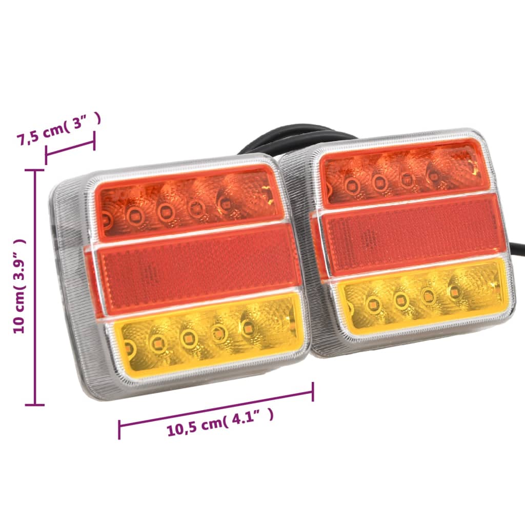 vidaXL Anhängerleuchten 2 Stk. Rot 10,5x7,5x10 cm 12V LED-Leuchtmittel
