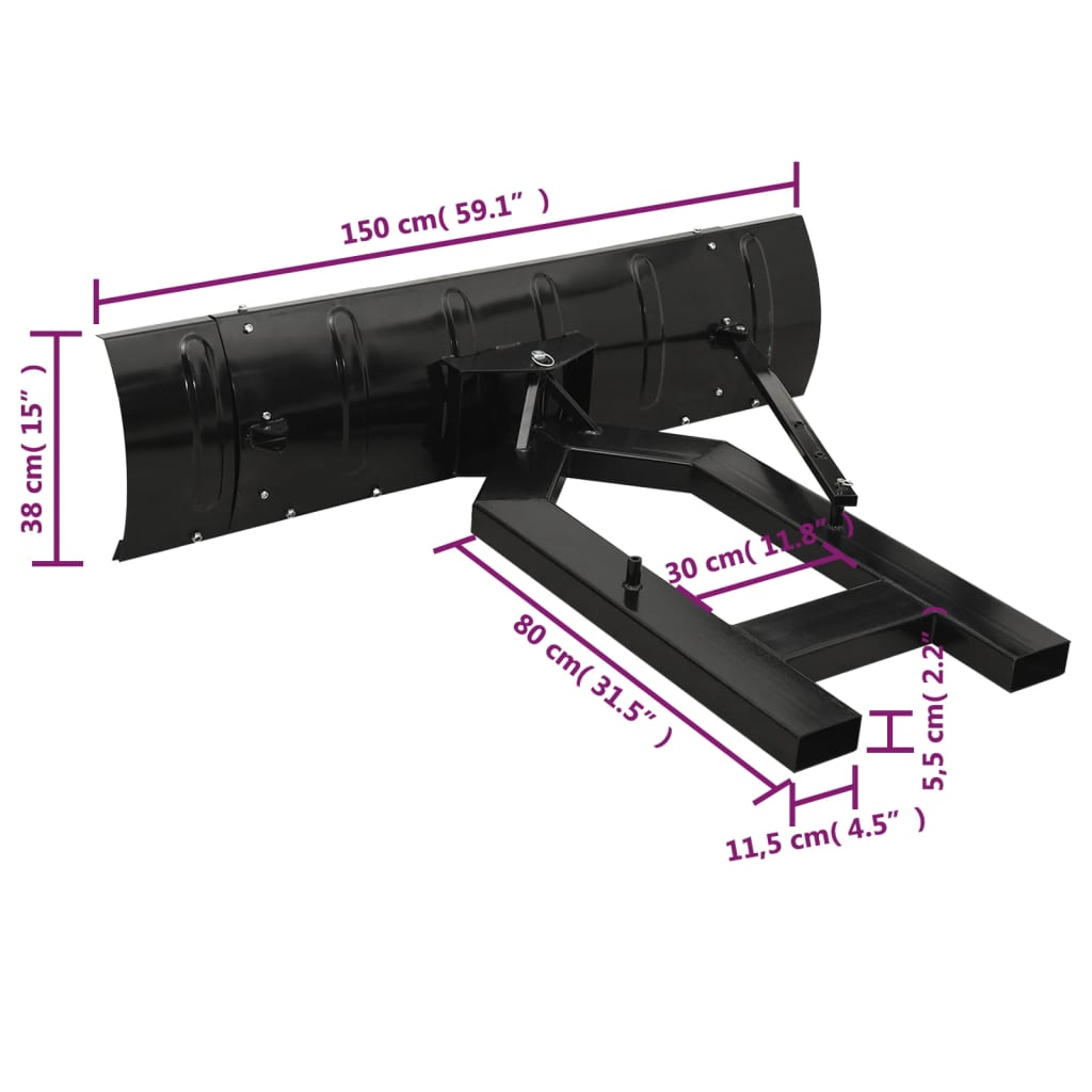 vidaXL Schneeschild für Gabelstapler 150x38 cm Schwarz