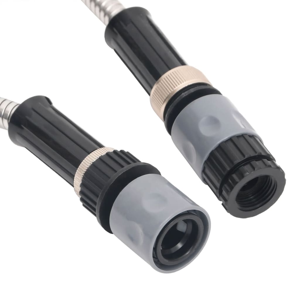 vidaXL Gartenschlauch mit Sprühdüse Silbern 0,6" 15 m Edelstahl