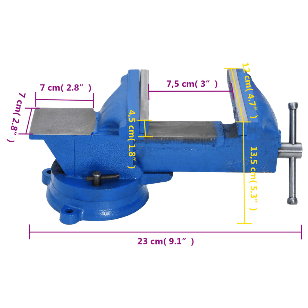 vidaXL Schraubstock Blau 100 mm Gusseisen
