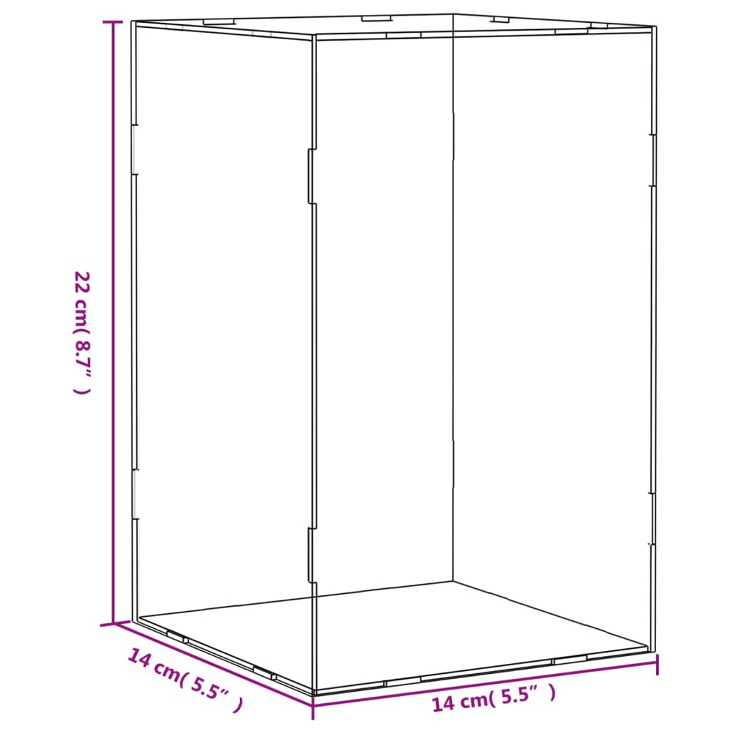 vidaXL Displaybox Transparent 14x14x22 cm Acryl