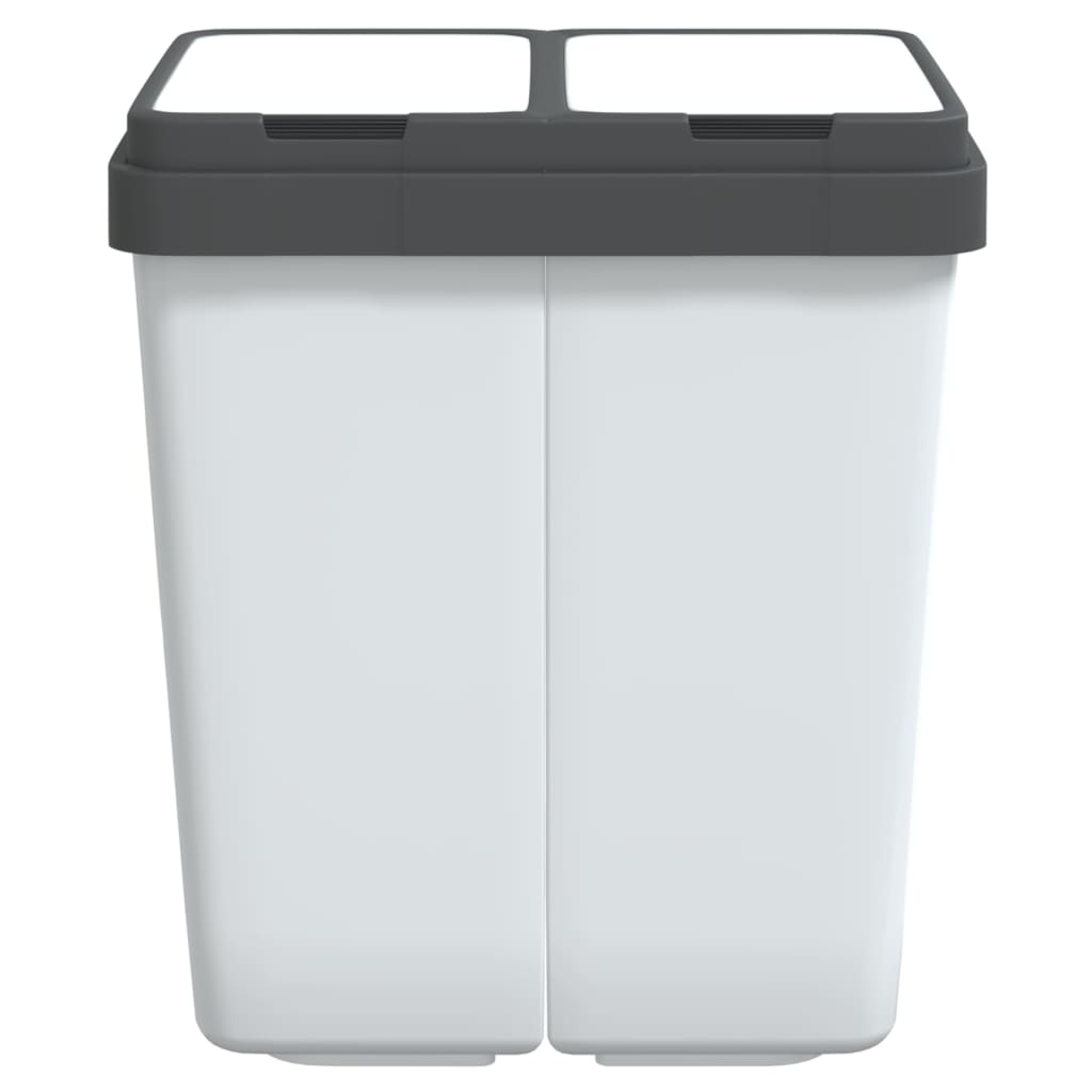 vidaXL Duo Mülleimer Weiß 2x25 L