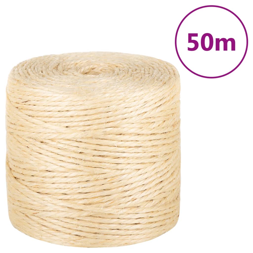 vidaXL Seil 100% Sisal 6 mm 100 m