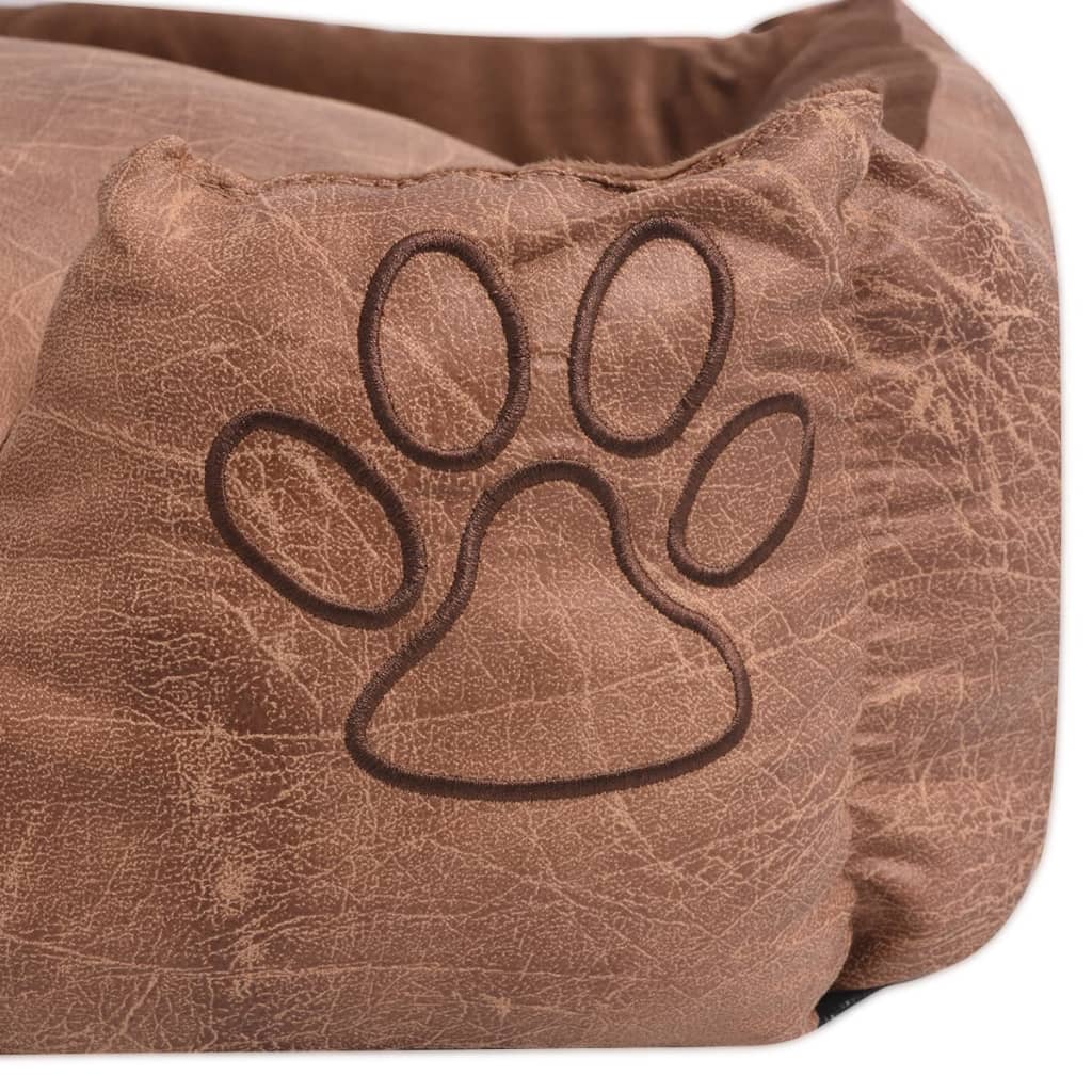 vidaXL Hundebett mit Kissen PU Kunstleder Größe M Beige