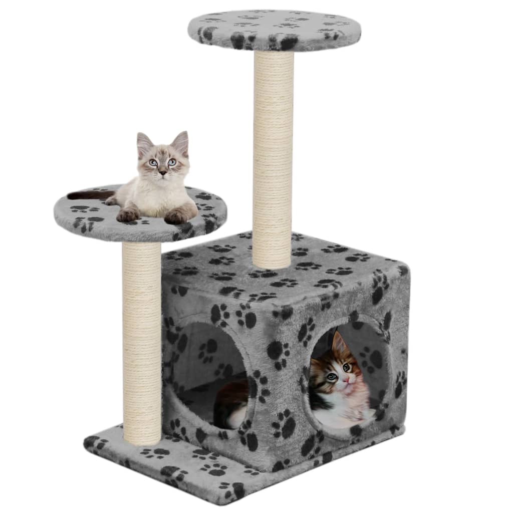 Katzenbaum mit Sisal-Kratzsäulen 60 cm Grau