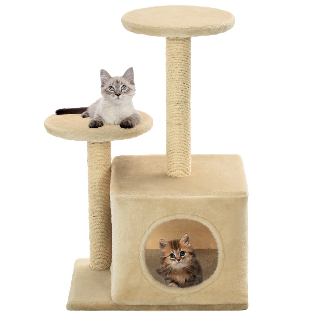 Katzenbaum mit Sisal-Kratzsäulen 60 cm Grau
