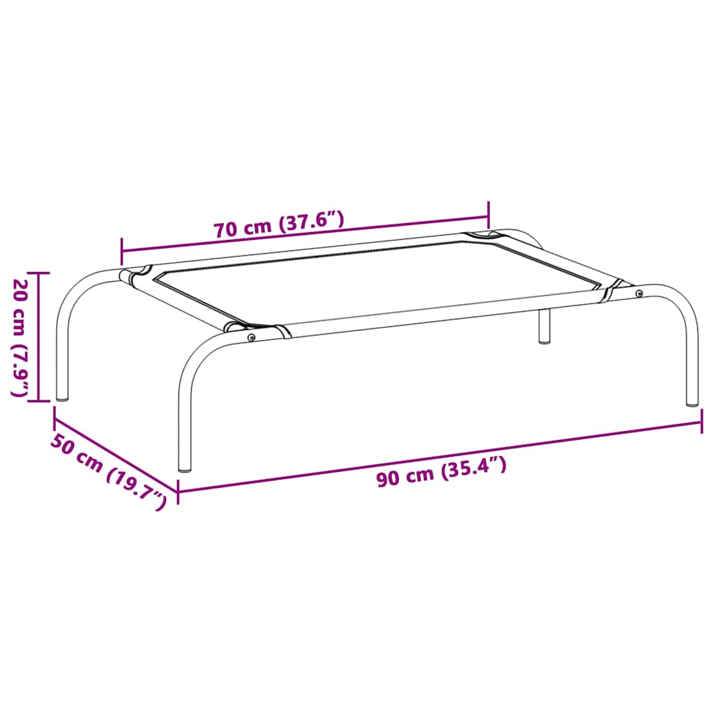 vidaXL Erhöhtes Hundebett Schwarz S Textilene