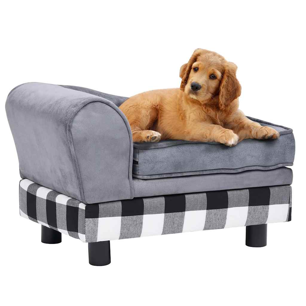 vidaXL Hundesofa Grau 57x34x36 cm Plüsch