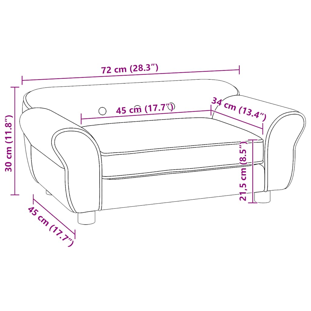 vidaXL Hundesofa Braun 72x45x30 cm Plüsch