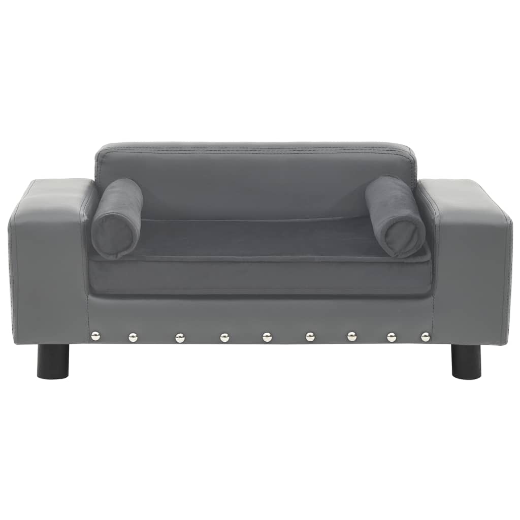 vidaXL Hundesofa Grau 81x43x31 cm Plüsch und Kunstleder
